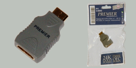 шнур шт mini HDMI-гн HDMI\0,05м\Au/пл\сер\PR5-896G