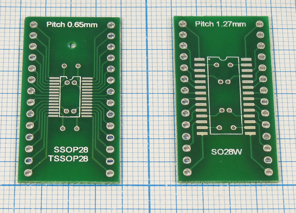 плата монтаж\ 37x19\\\\SO28W1,27-SSOP28/0,65\№54
